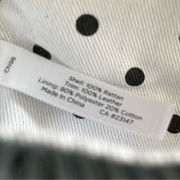 Talbots Rattan and Leather Crossbody Purse with Chain Strap Black White Gold - Picture 7 of 9